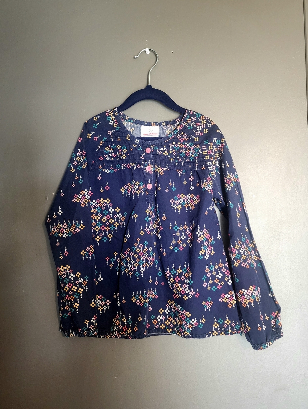 Hanna Anderson Girls Abstract Floral Spring 100% Cotton Top Size 130 Boho Girly